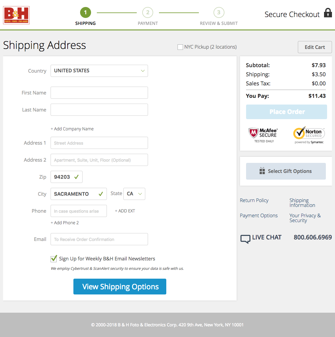 Desktop screenshot of B&H Photo