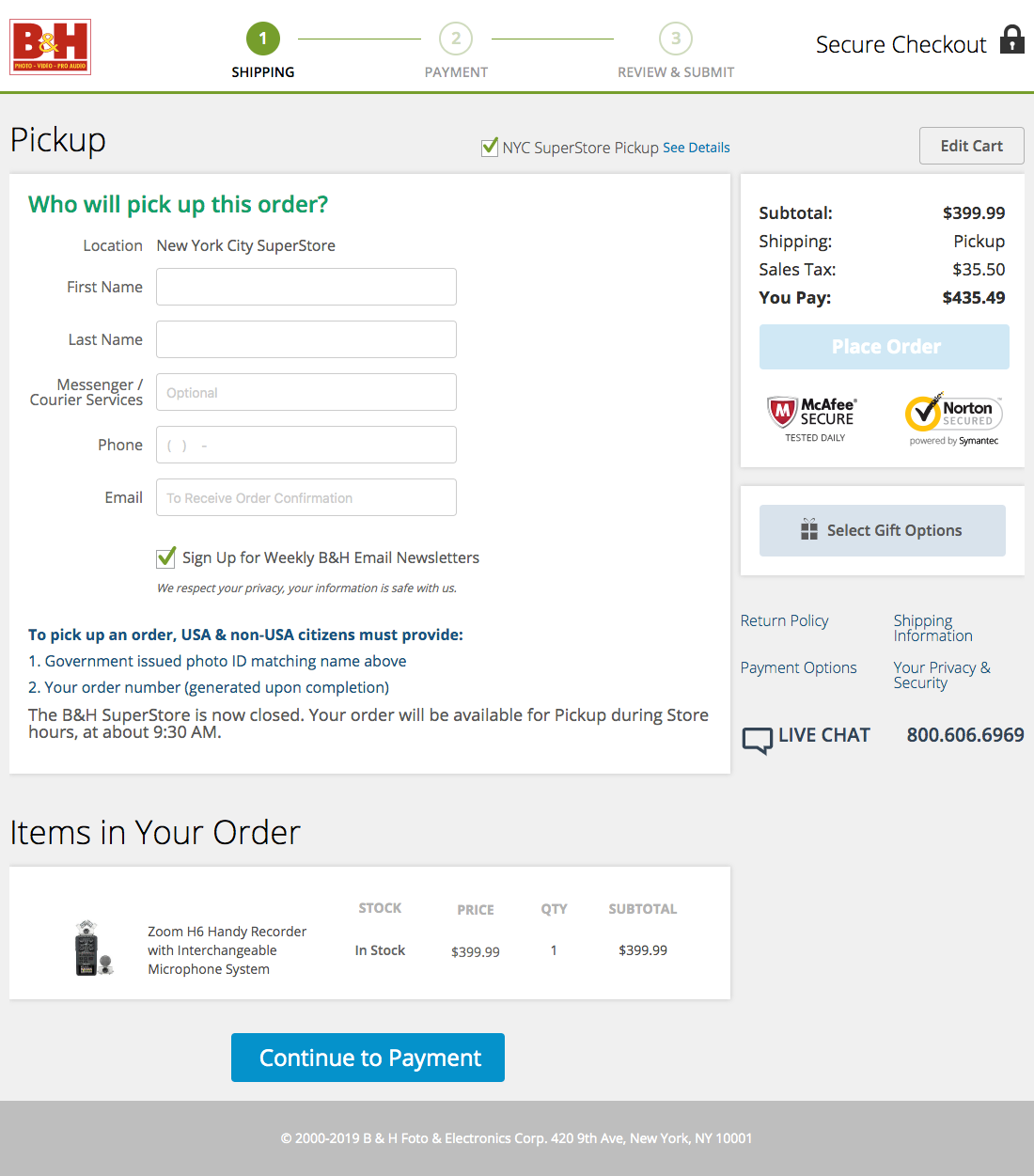 Desktop screenshot of B&H Photo