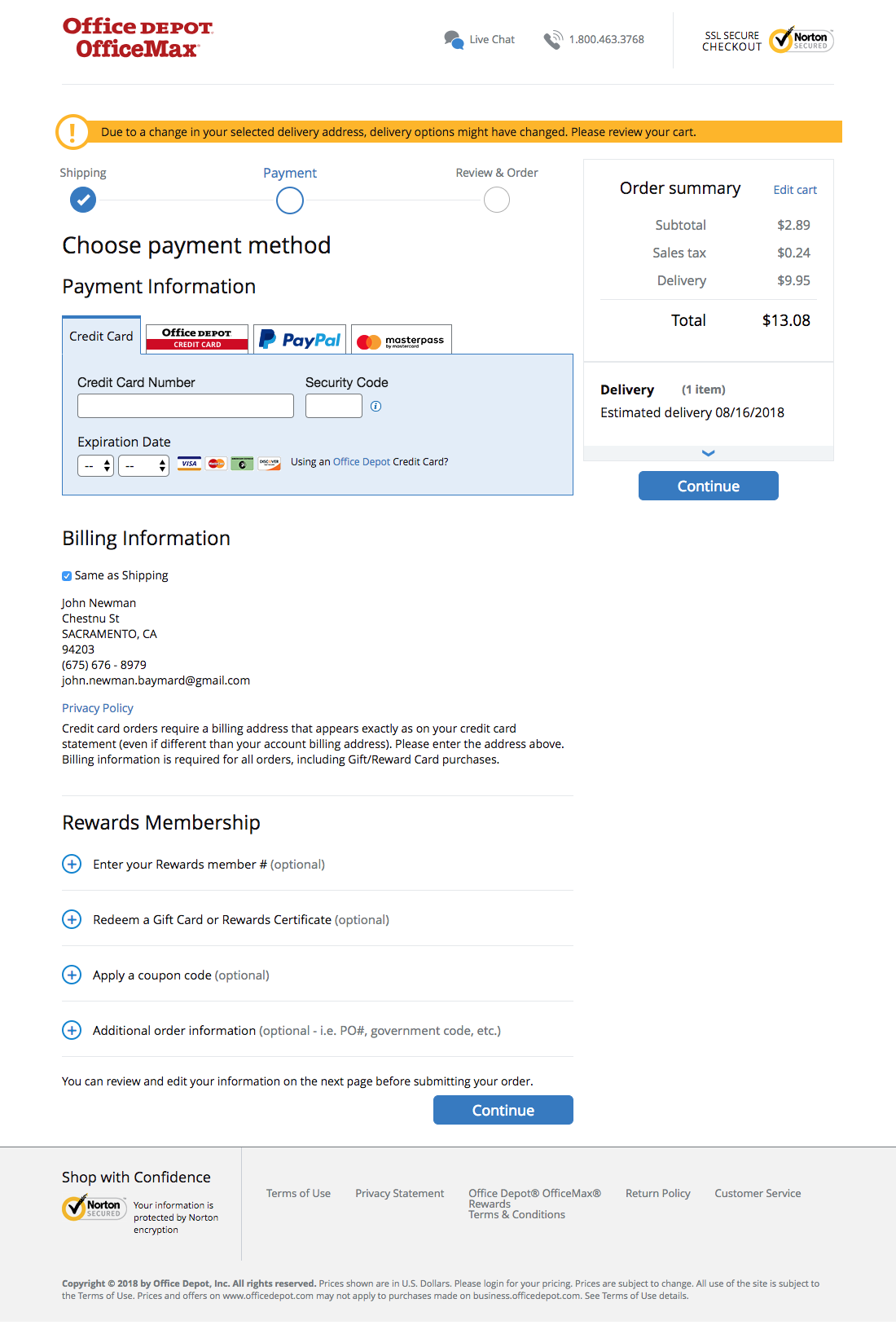 Office Depot’s Billing Address 484 of 648 Billing Address Examples