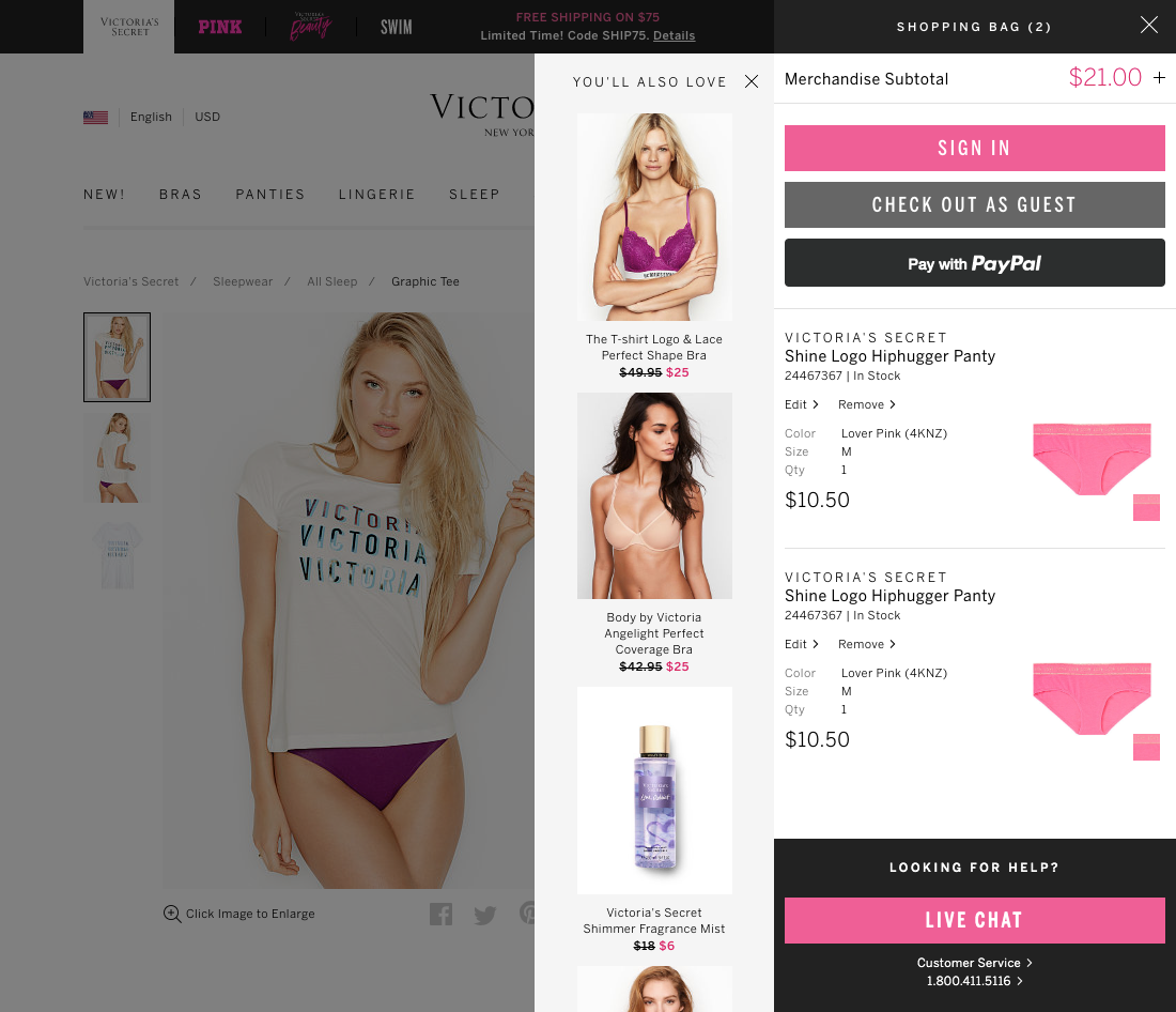 Victoria S Secret S Account Selection 749 Of 841 Account Selection   Victoria S Secret Checkout Step 1 Cart Account 