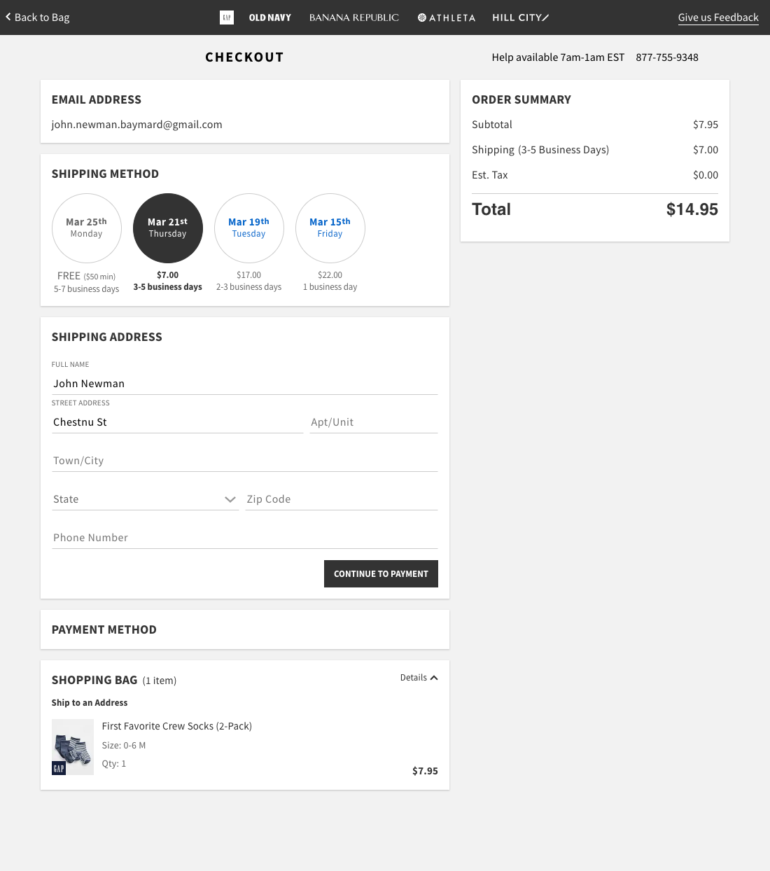 GAP’s Shipping Address 508 of 752 Shipping Address Examples Baymard