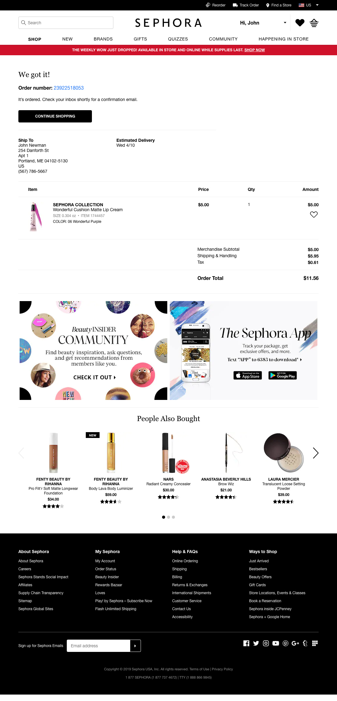 Sephora’s Receipt / Order Confirmation 631 of 656 Receipt / Order