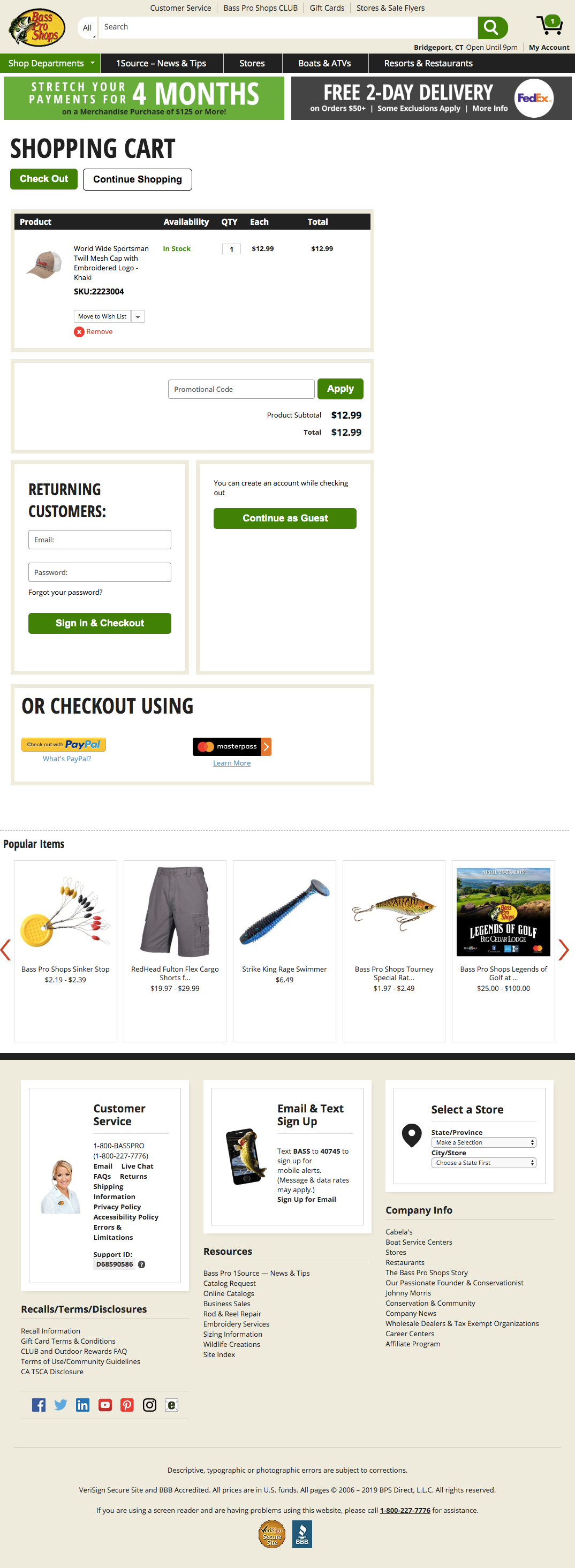 Bass Pro Shops’ Cart 803 of 864 Cart Examples Baymard Institute