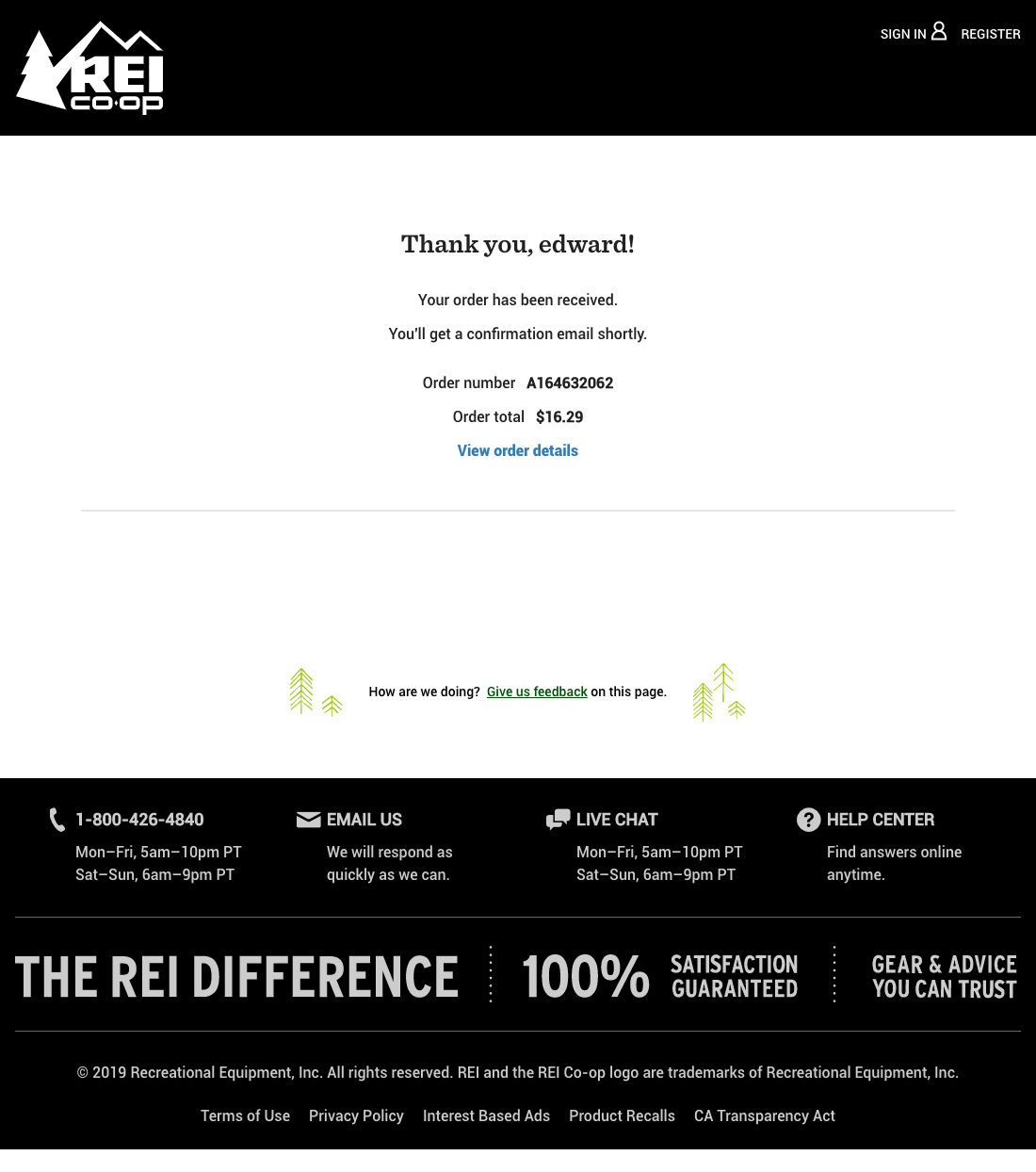 REI’s Receipt / Order Confirmation 508 of 577 Receipt / Order