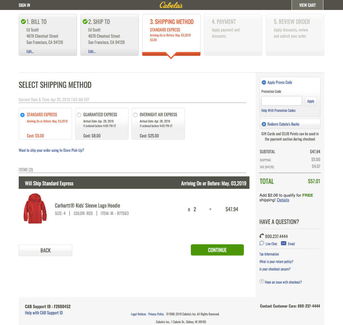 Cabela’s Delivery & Shipping Methods 422 of 656 Delivery & Shipping