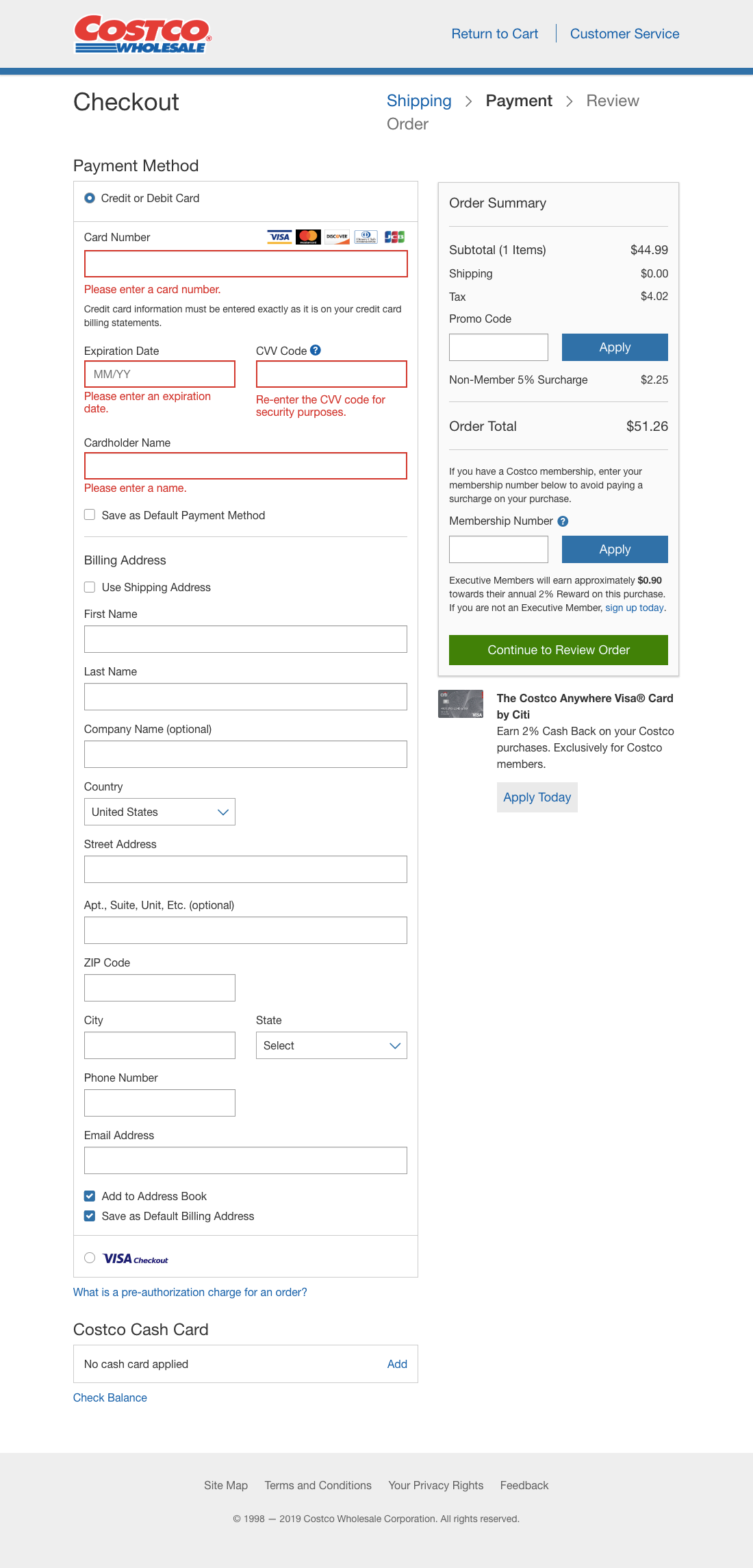Costco’s Payment 660 of 915 Payment Examples Baymard Institute