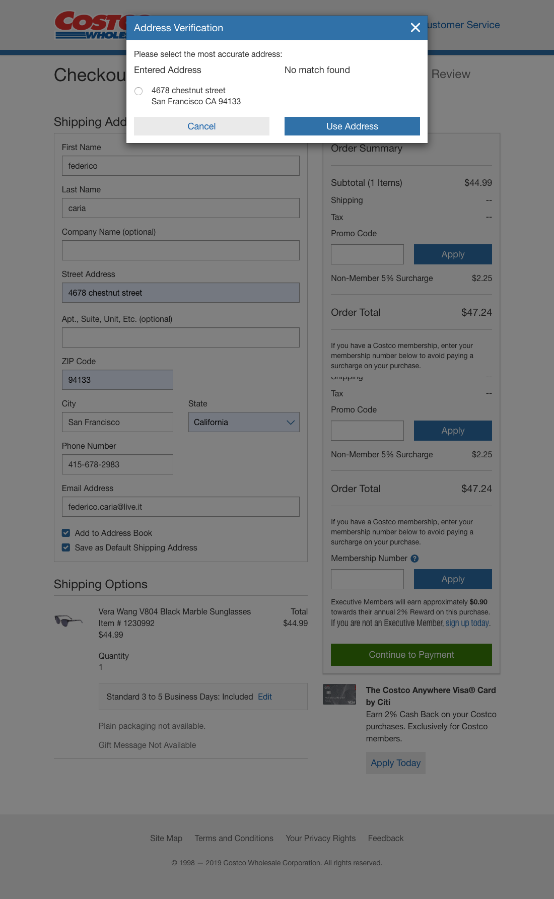 Costco’s Address Validator 107 of 171 Address Validator Examples