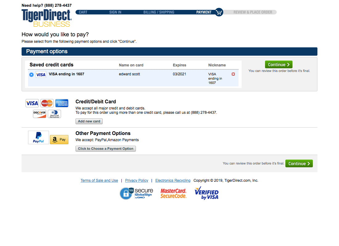 TigerDirect’s Payment 990 of 1118 Payment Examples Baymard Institute
