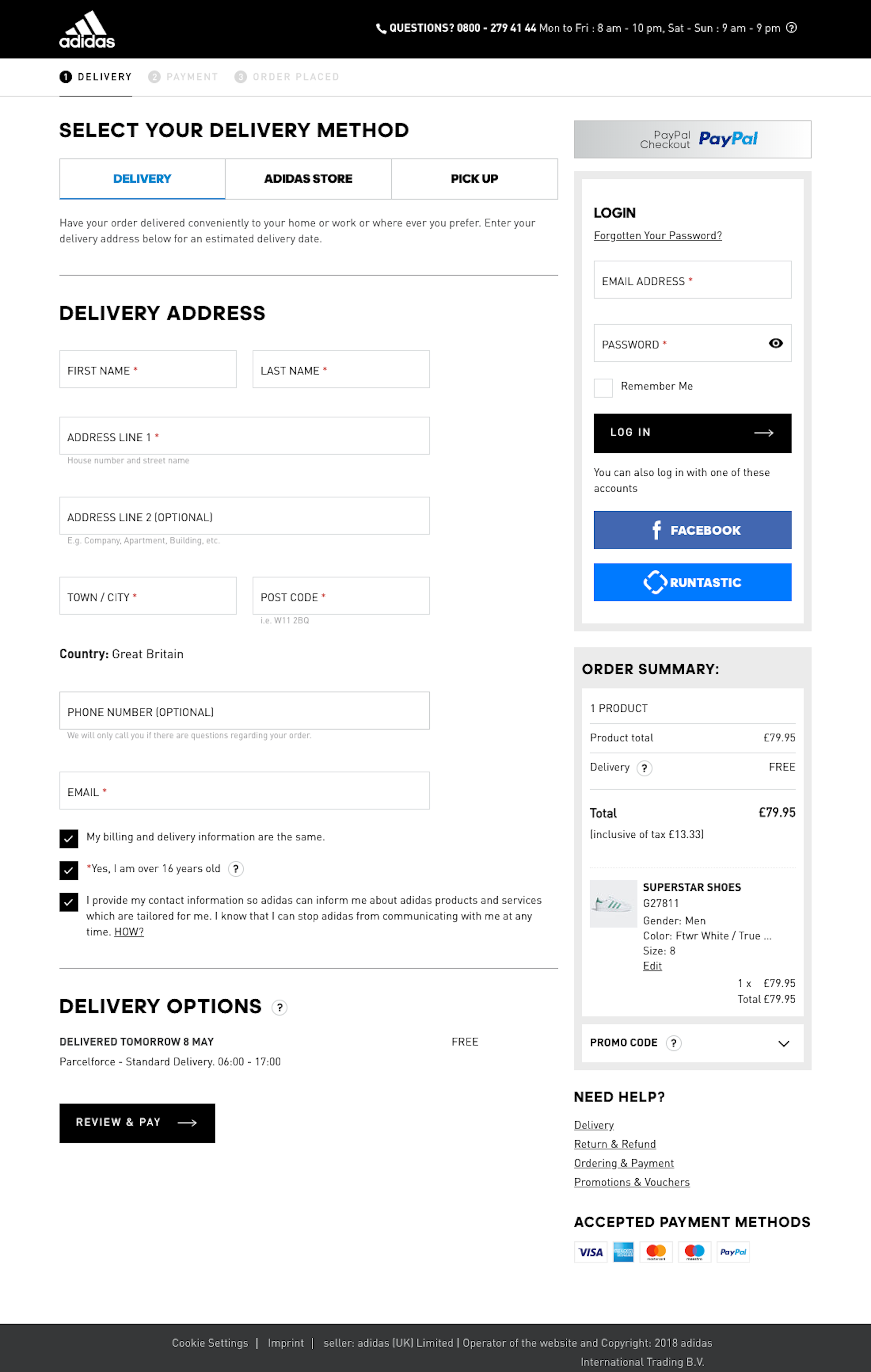 Adidas' Delivery u0026 Shipping Methods – 504 of 714 Delivery u0026 Shipping  Methods Examples – Baymard Institute