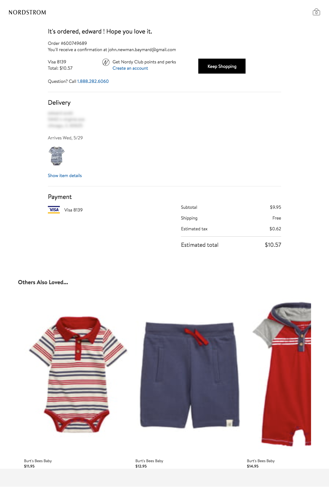 Nordstrom’s Receipt / Order Confirmation 506 of 577 Receipt / Order