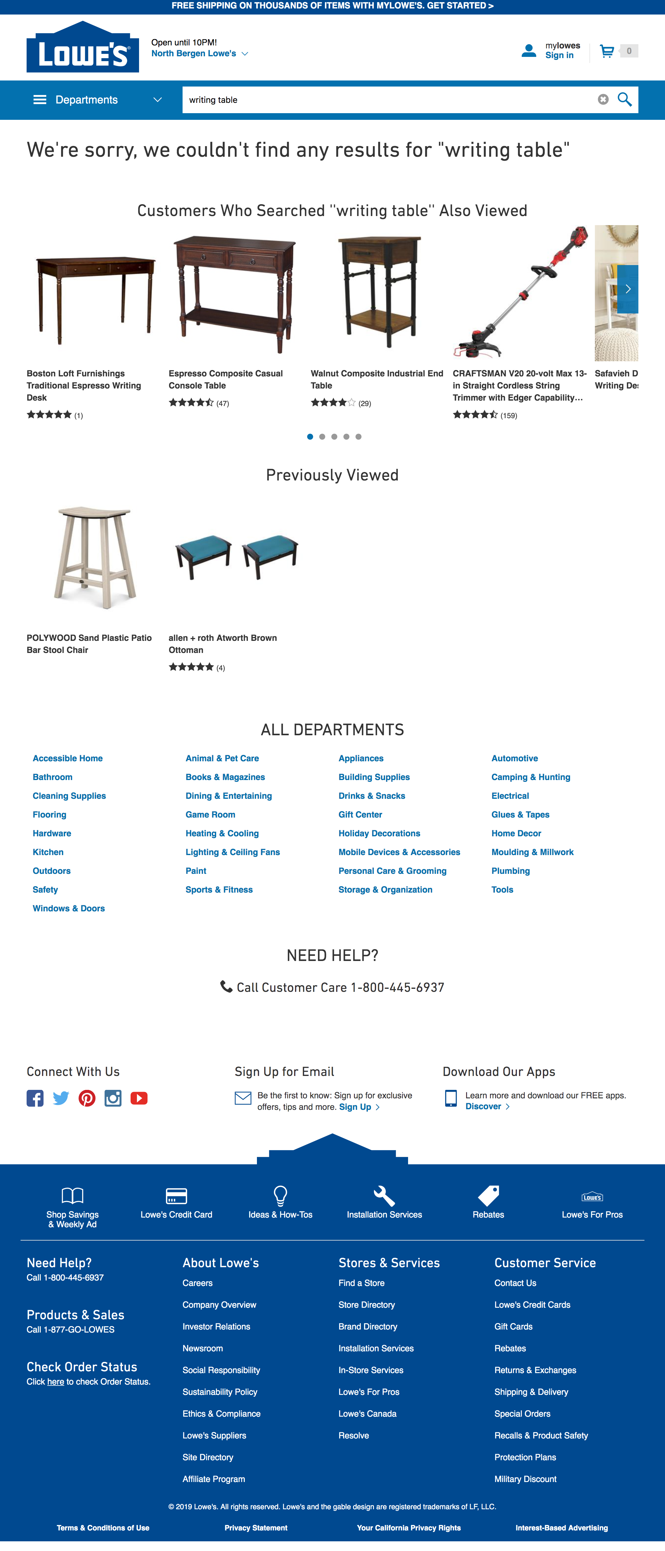 Desktop screenshot of Lowe’s