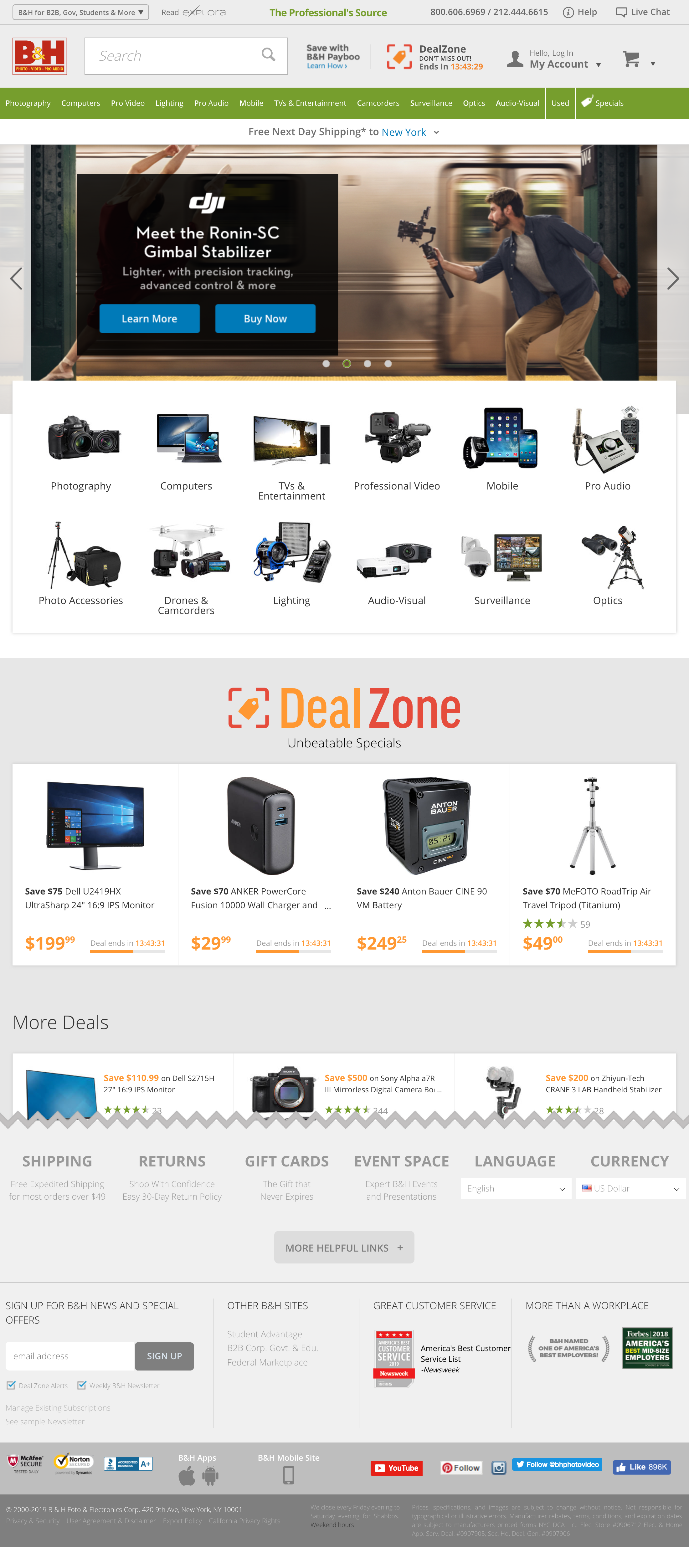 Desktop screenshot of B&H Photo