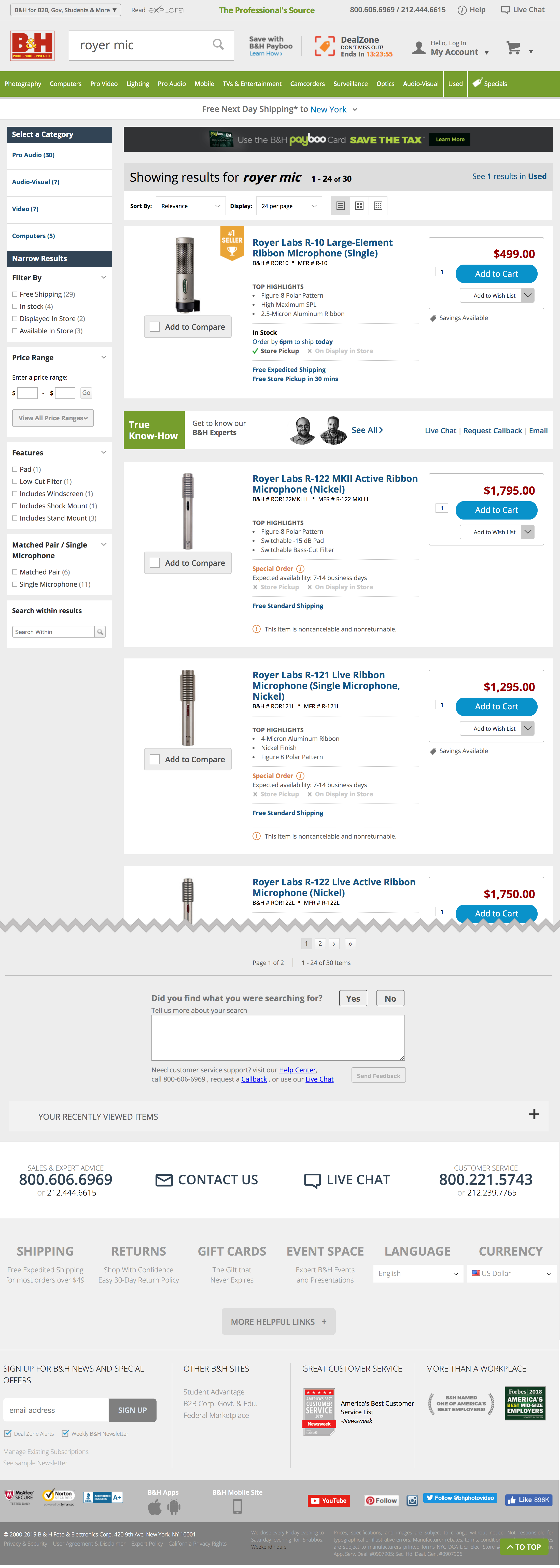 Desktop screenshot of B&H Photo