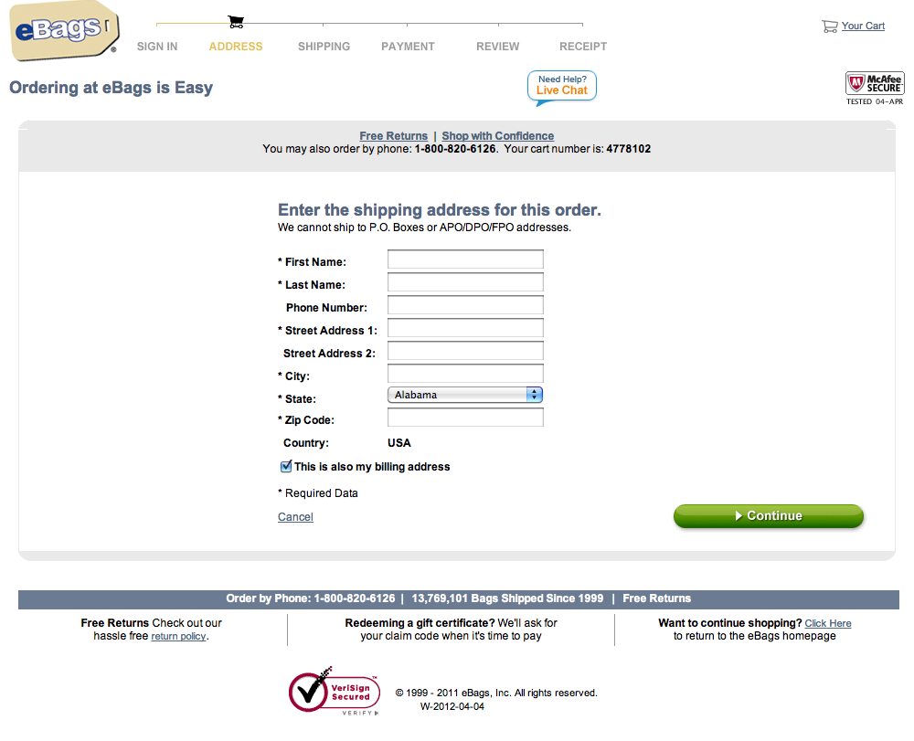 ebags address