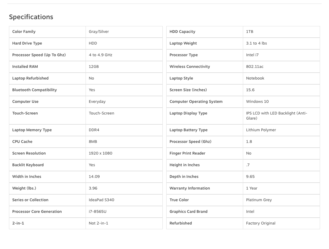 Staples’ Spec Sheet 213 of 274 Spec Sheet Examples Baymard Institute