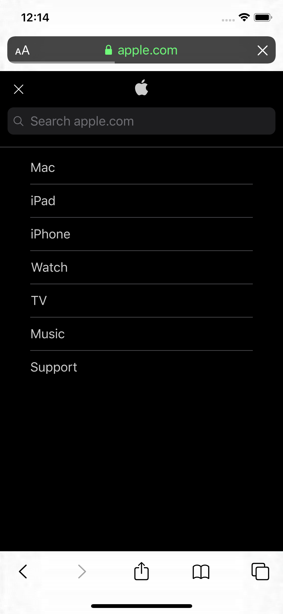 Mobile screenshot of Apple