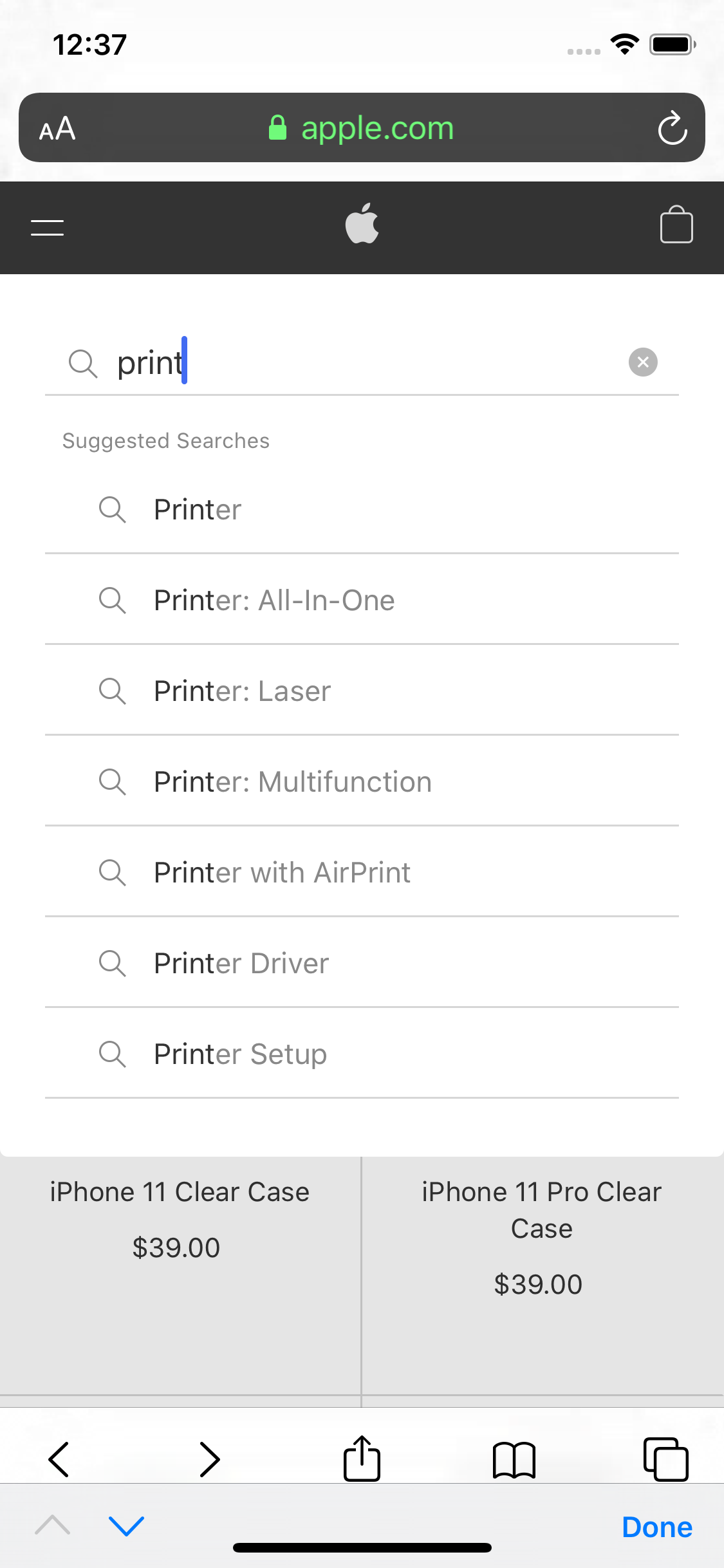 Mobile screenshot of Apple