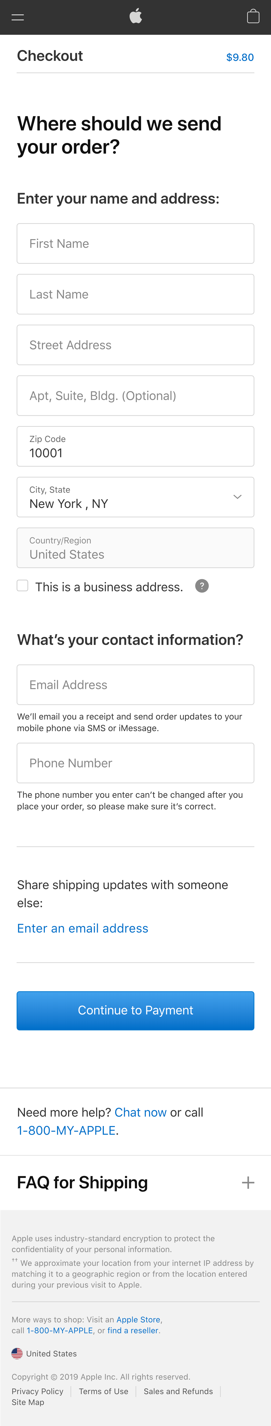Mobile screenshot of Apple
