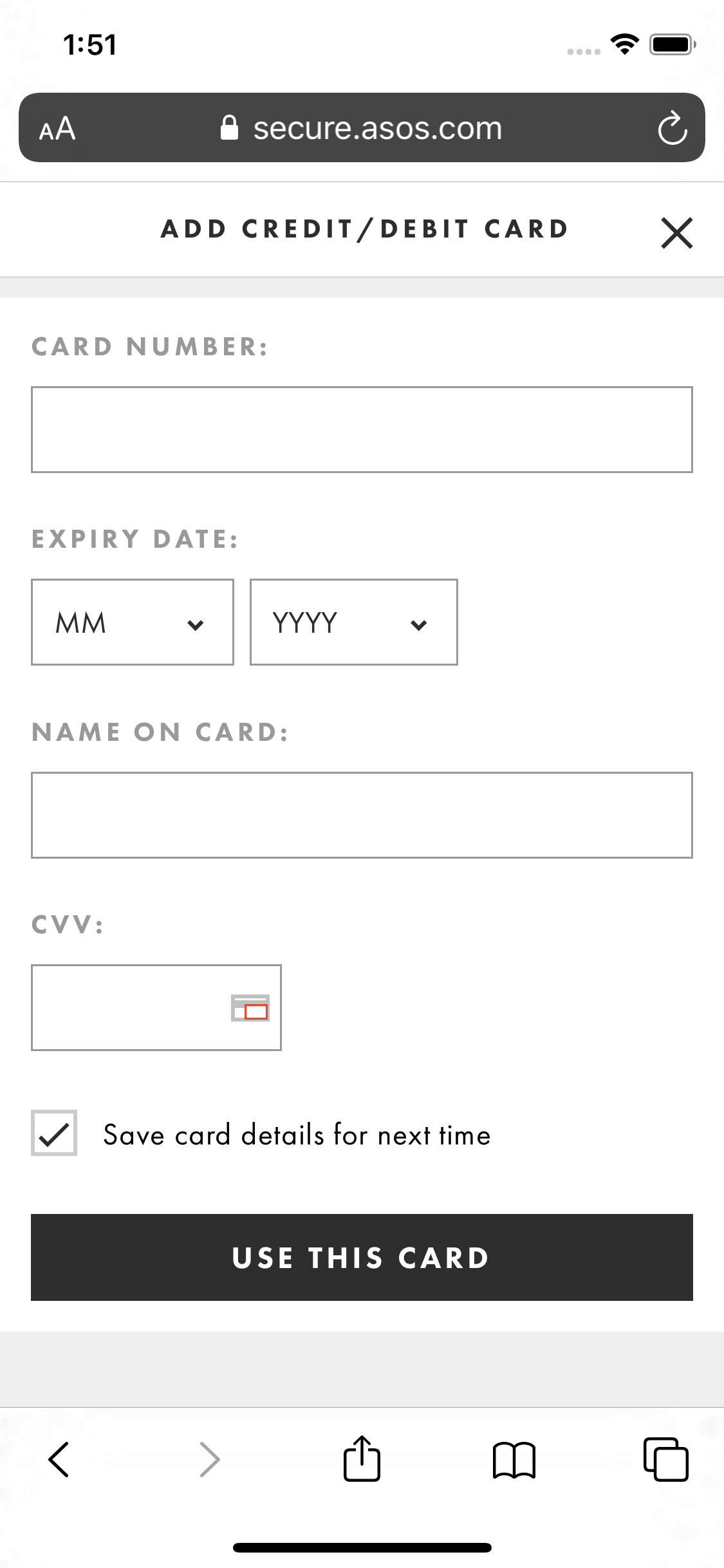 ASOS’ Mobile Payment 673 of 958 Payment Examples Baymard Institute