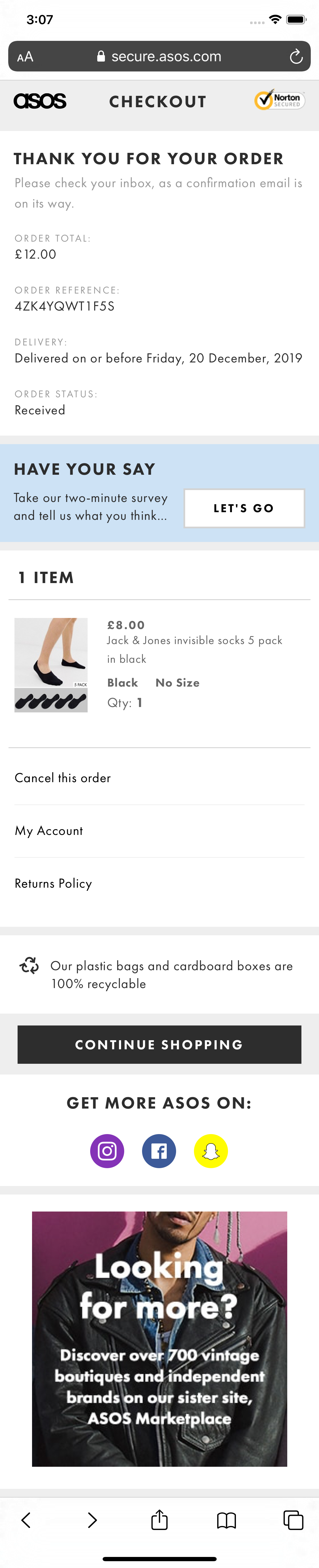 ASOS’ Mobile Receipt / Order Confirmation 457 of 589 Receipt / Order