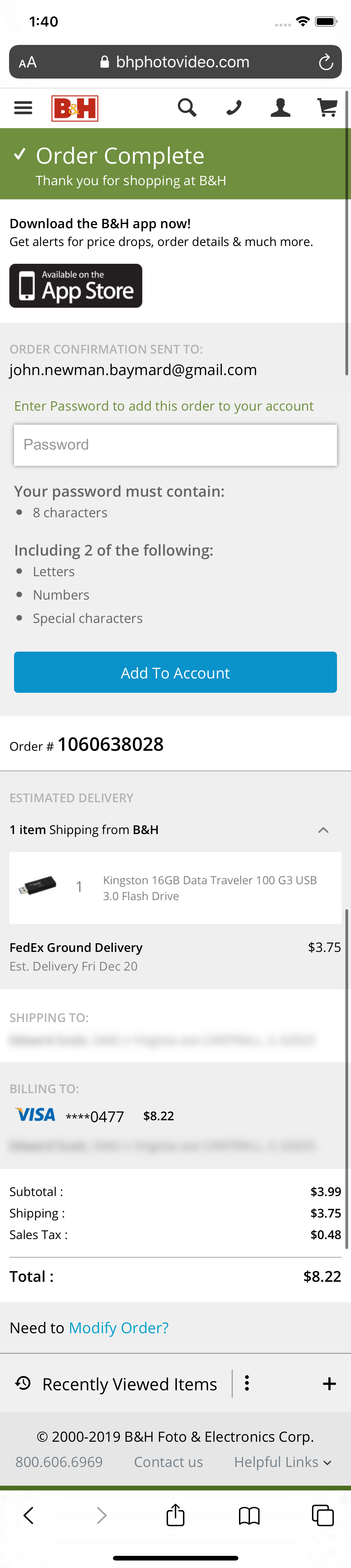 Mobile screenshot of B&H Photo