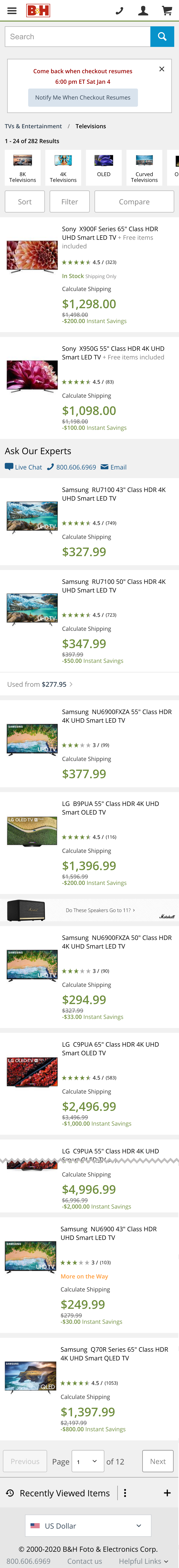 Mobile screenshot of B&H Photo