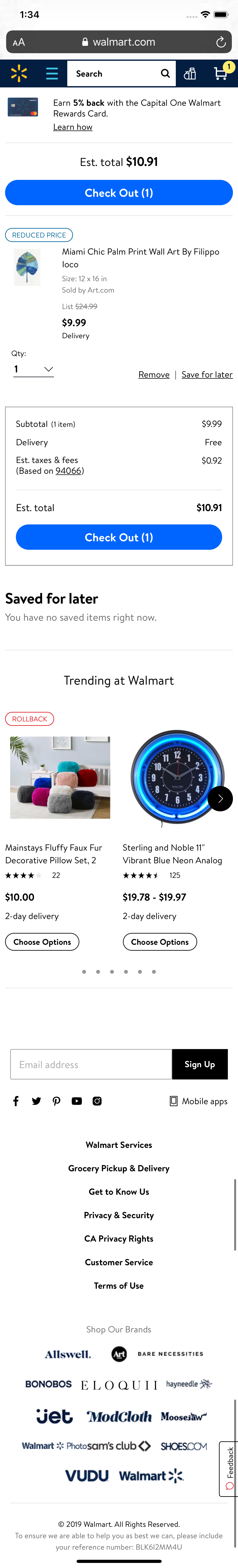 Mobile screenshot of Walmart