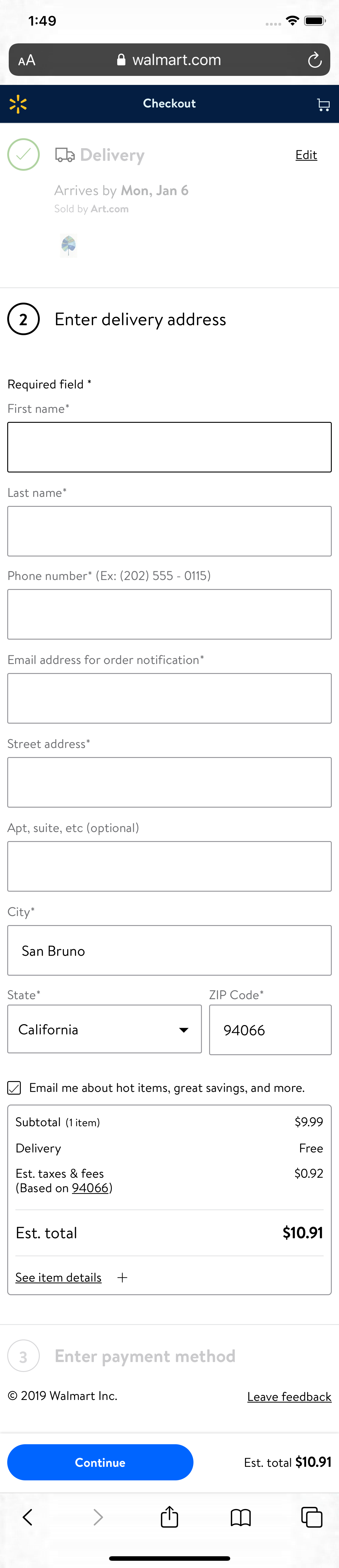 Mobile screenshot of Walmart