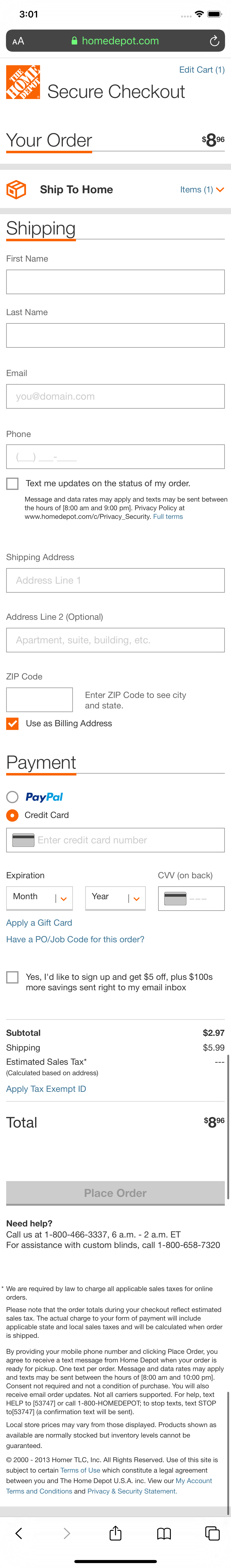 Mobile screenshot of Home Depot