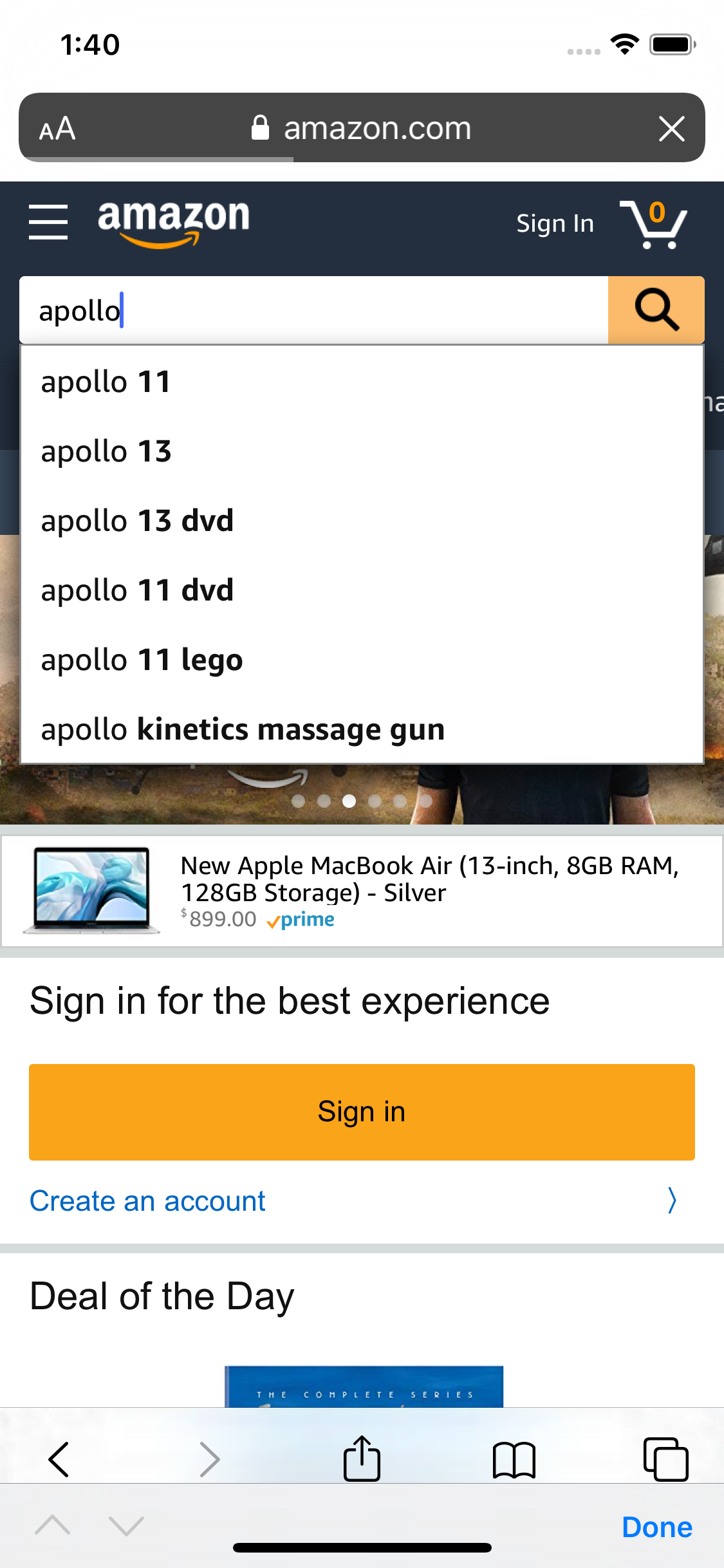 Mobile screenshot of Amazon