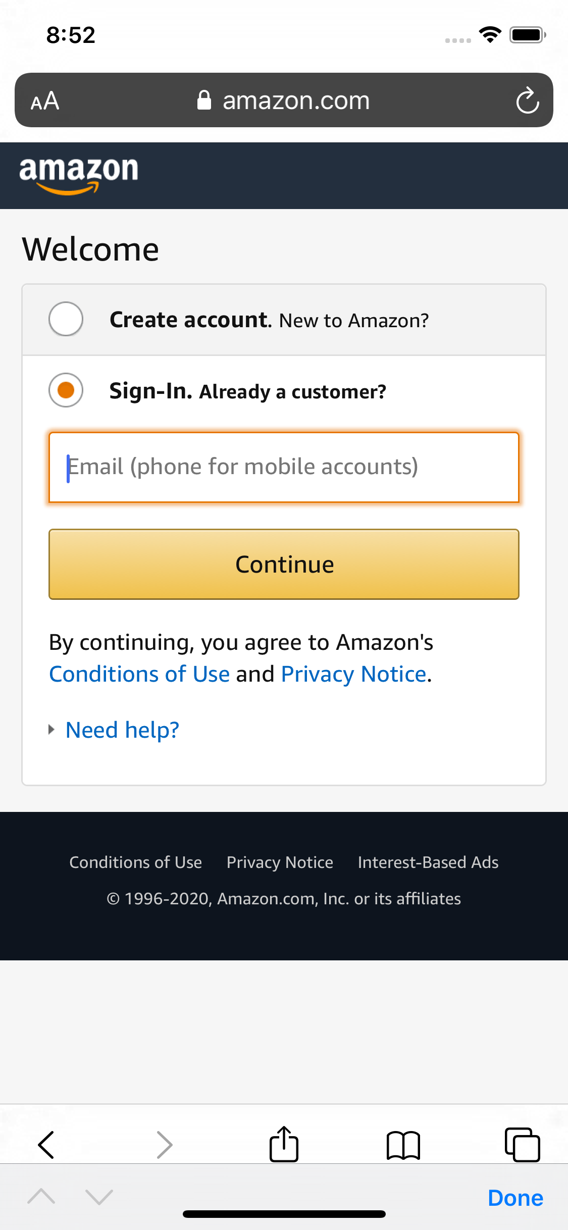 Mobile screenshot of Amazon