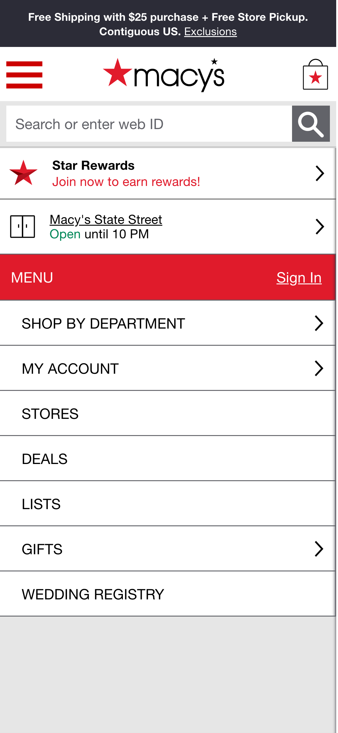 Mobile screenshot of Macy’s