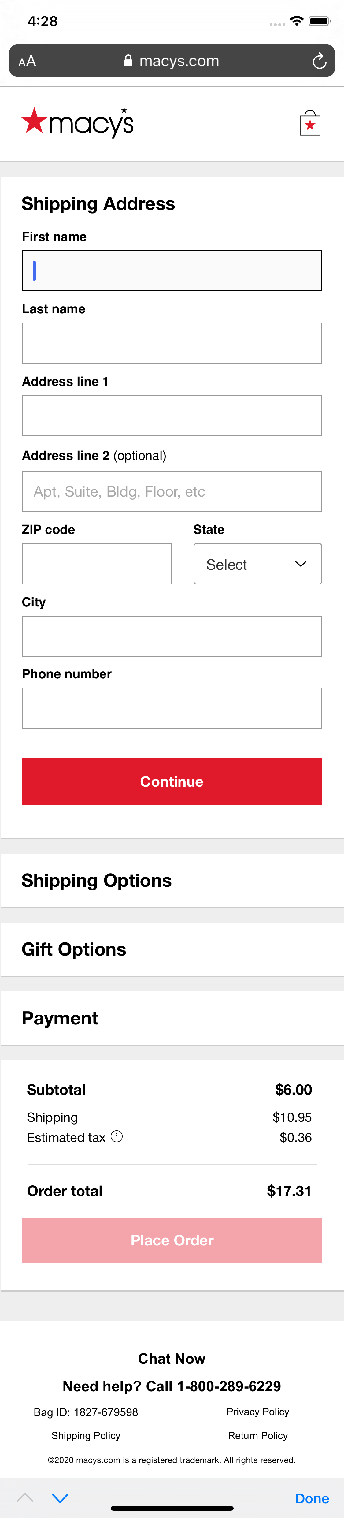 Mobile screenshot of Macy’s