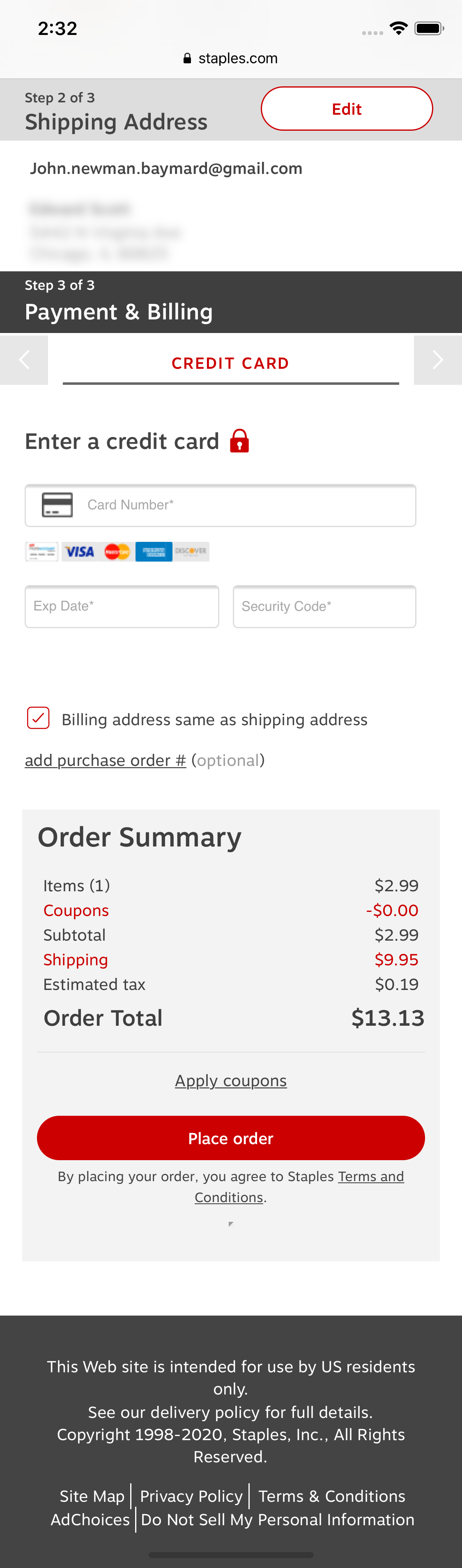 Staples’ Mobile Payment 622 of 915 Payment Examples Baymard Institute