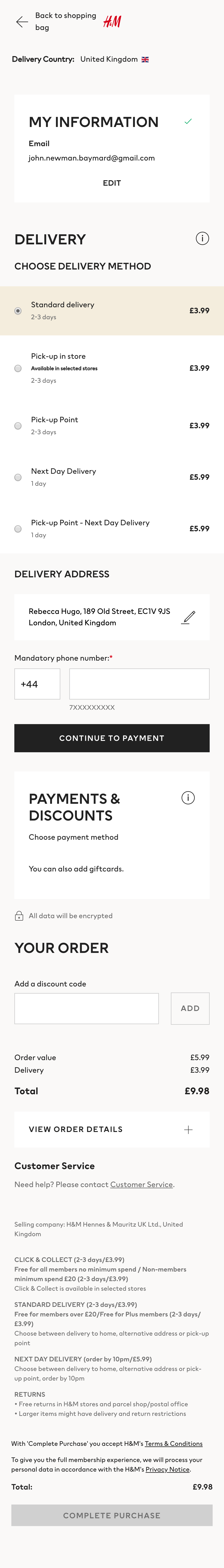 H&M’s Mobile Delivery & Shipping Methods 457 of 738 Delivery