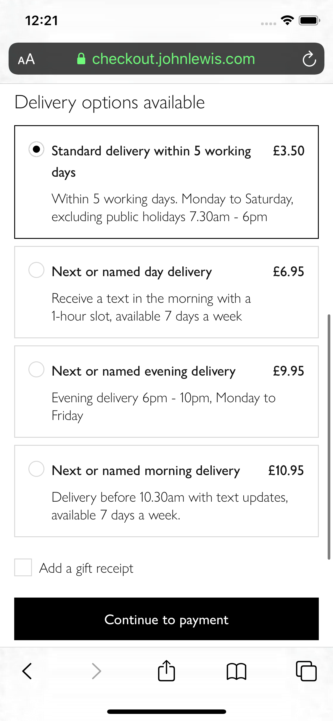 John Lewis’ Mobile Delivery & Shipping Methods 526 of 800 Delivery