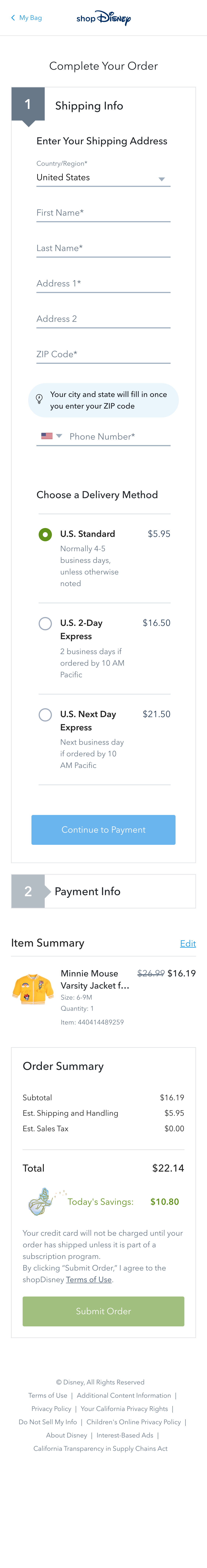 Disney Store’s Mobile Delivery & Shipping Methods 338 of 605 Delivery