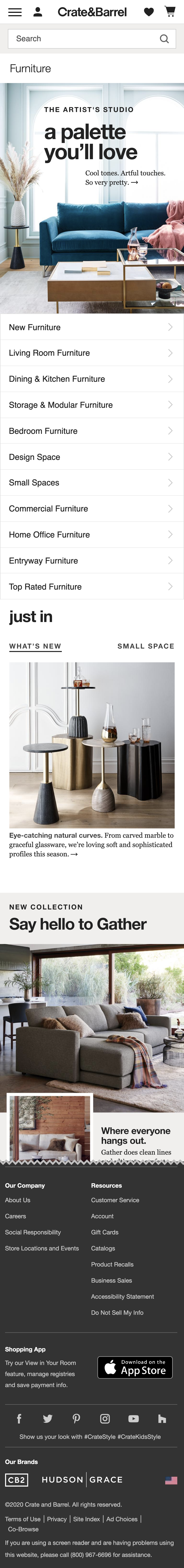 Mobile screenshot of Crate & Barrel