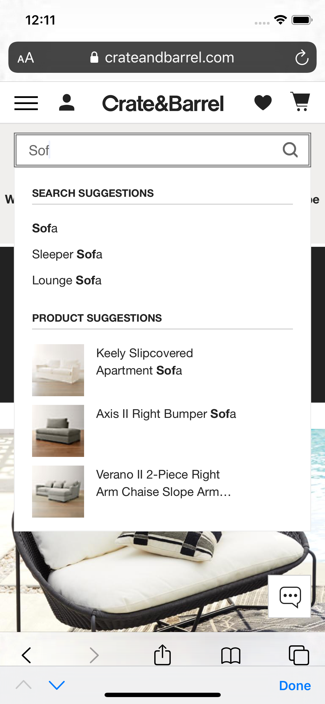 Mobile screenshot of Crate & Barrel