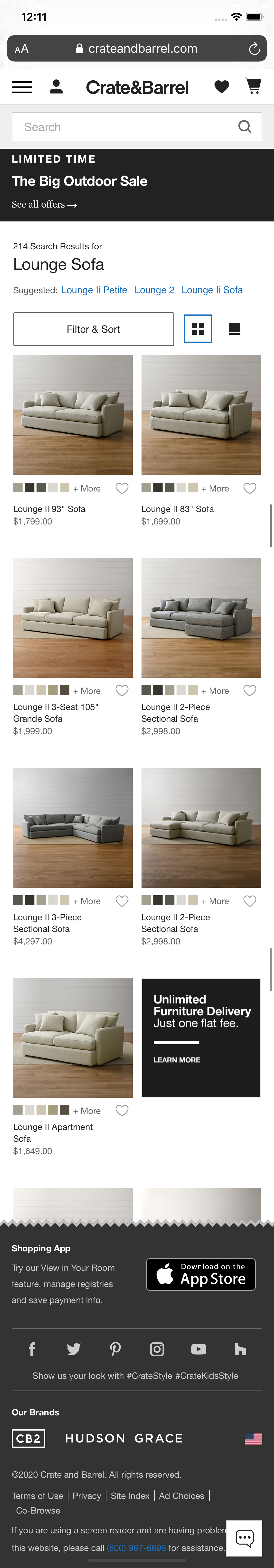 Mobile screenshot of Crate & Barrel