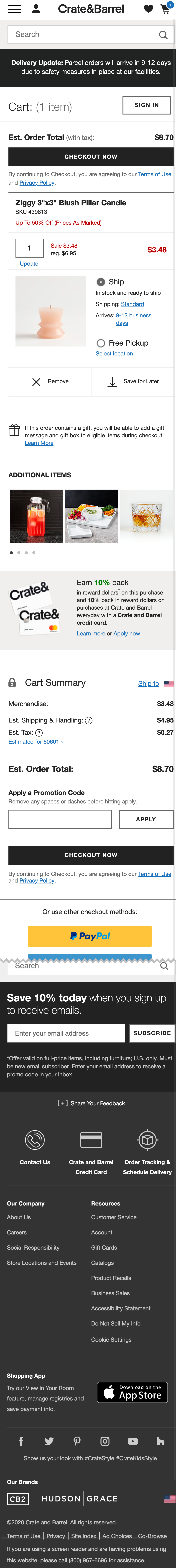 Mobile screenshot of Crate & Barrel