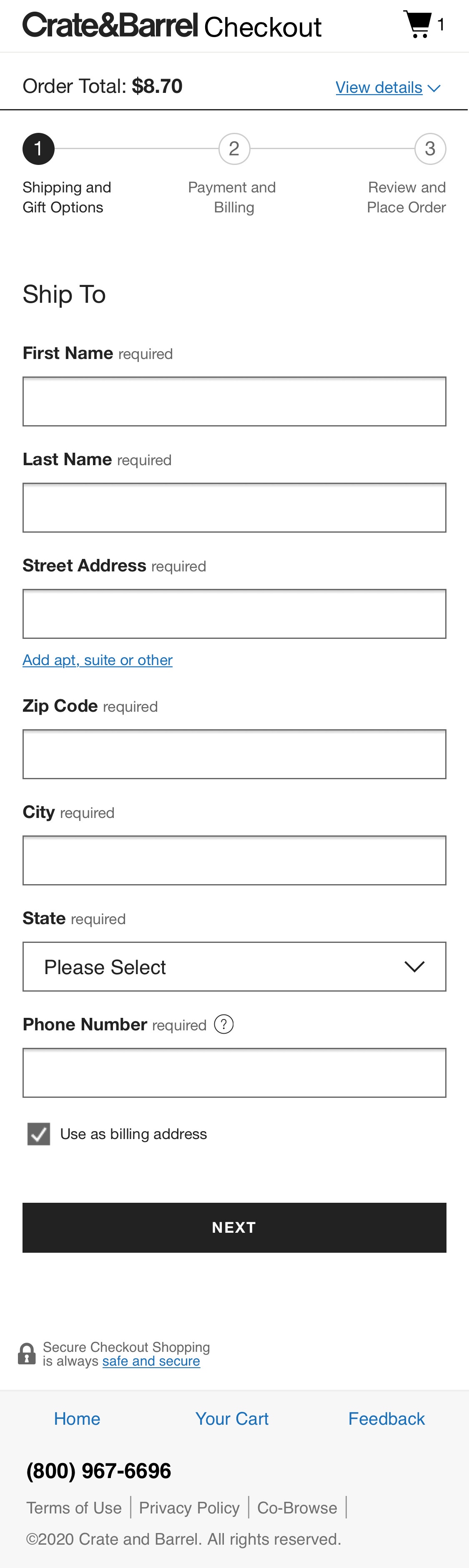 Mobile screenshot of Crate & Barrel