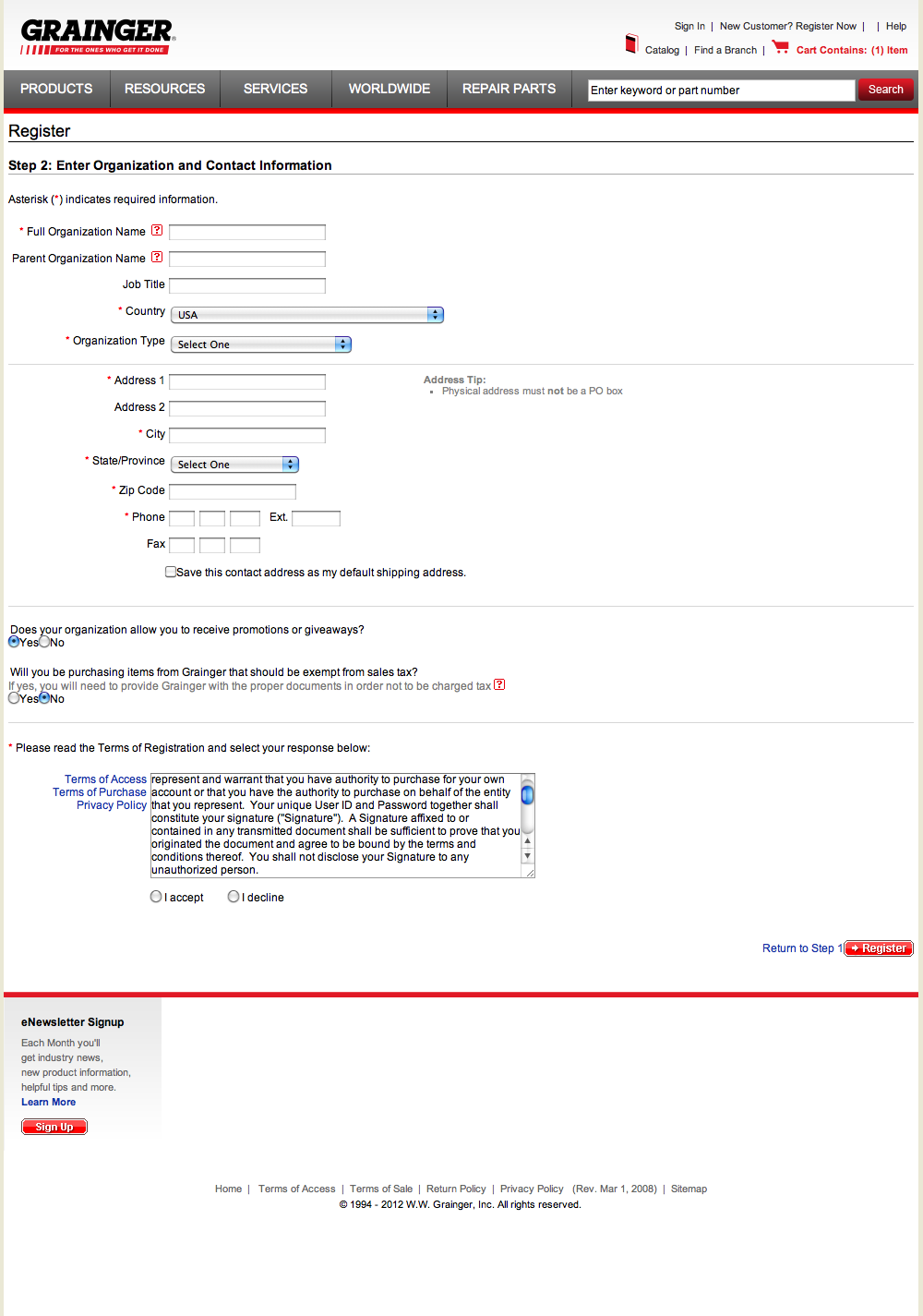 Grainger’s Account Selection 541 of 686 Account Selection Examples