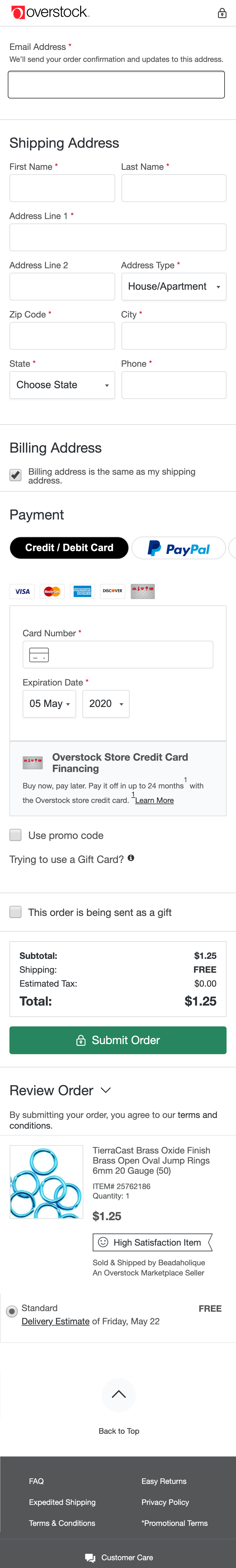 Overstock’s Mobile Payment 599 of 915 Payment Examples Baymard