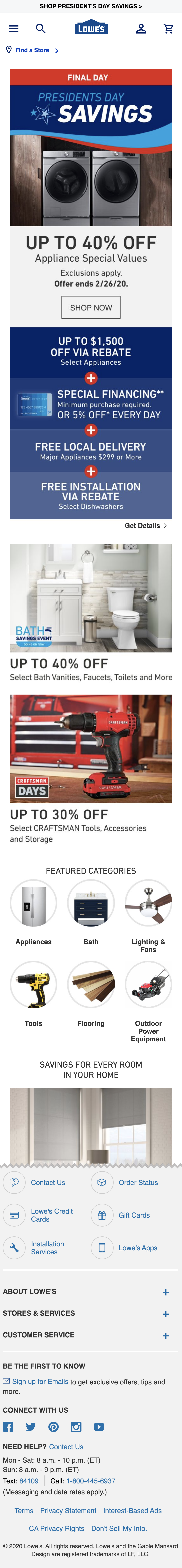 Mobile screenshot of Lowe’s