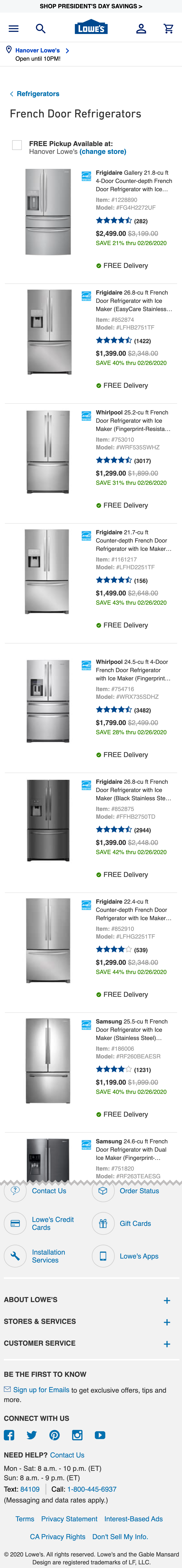 Mobile screenshot of Lowe’s