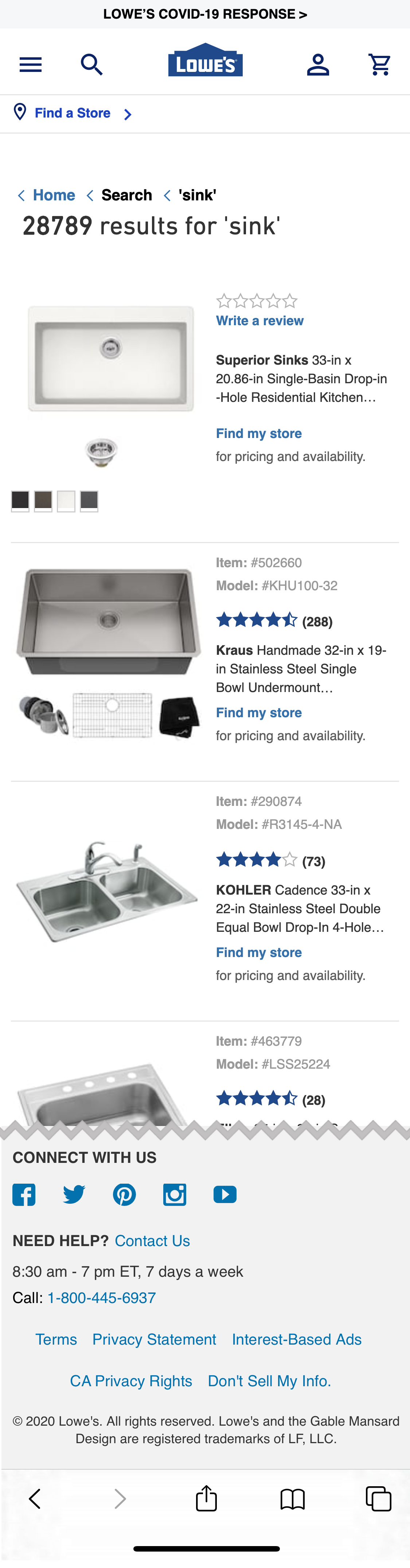 Mobile screenshot of Lowe’s