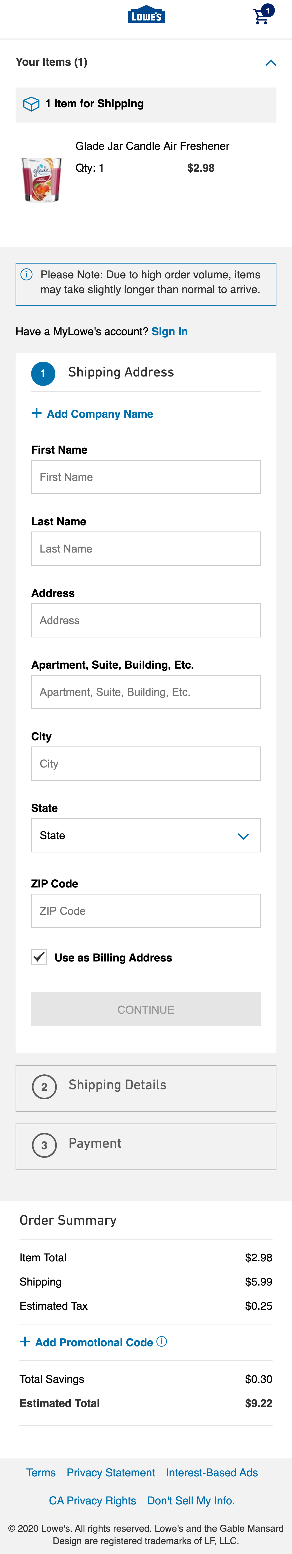 Mobile screenshot of Lowe’s