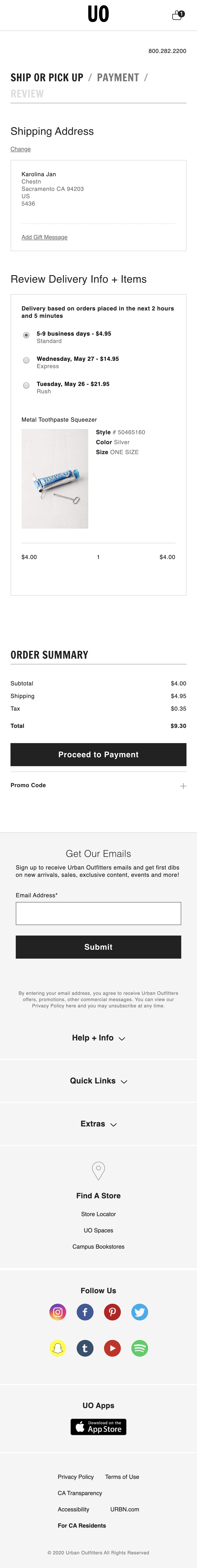 Urban Outfitters’ Mobile Delivery & Shipping Methods 428 of 738