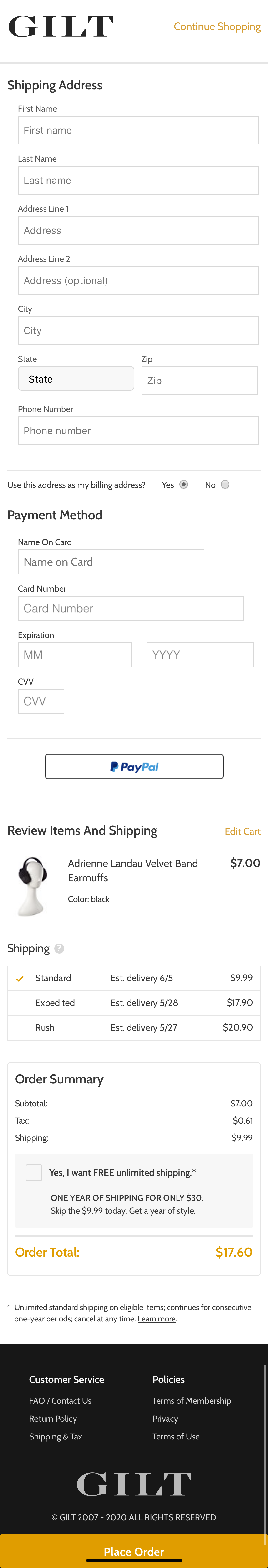 Gilt’s Mobile Payment 728 of 1041 Payment Examples Baymard Institute